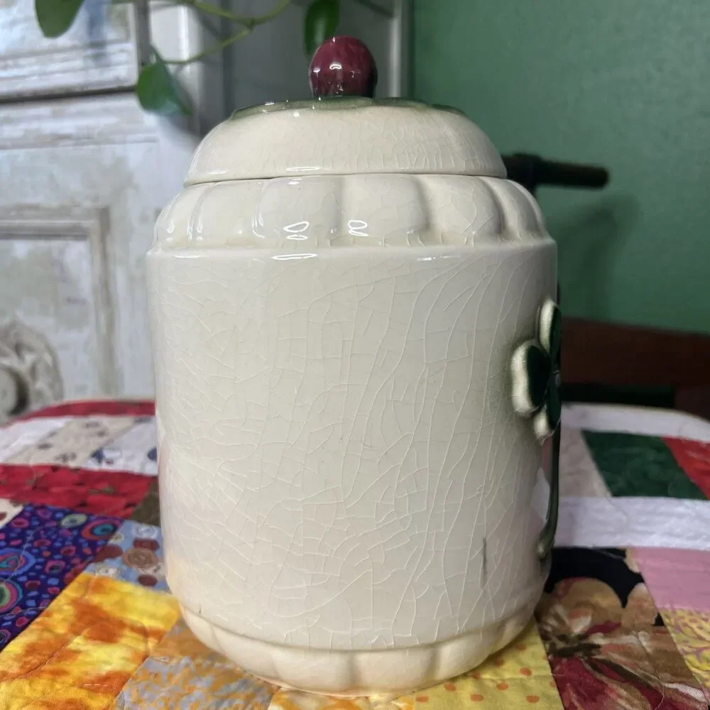 Vintage Brush McCoy Three Leaf Clover Canister 9” With Lid /Cookie Jar